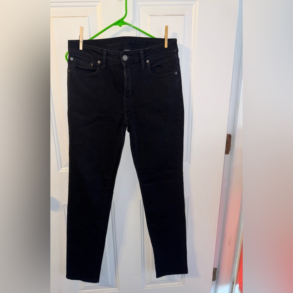 AMERICAN EAGLE OUTFITTERS Men’s Jeans Slim Straight Black Airflex+ SIZE 30x34